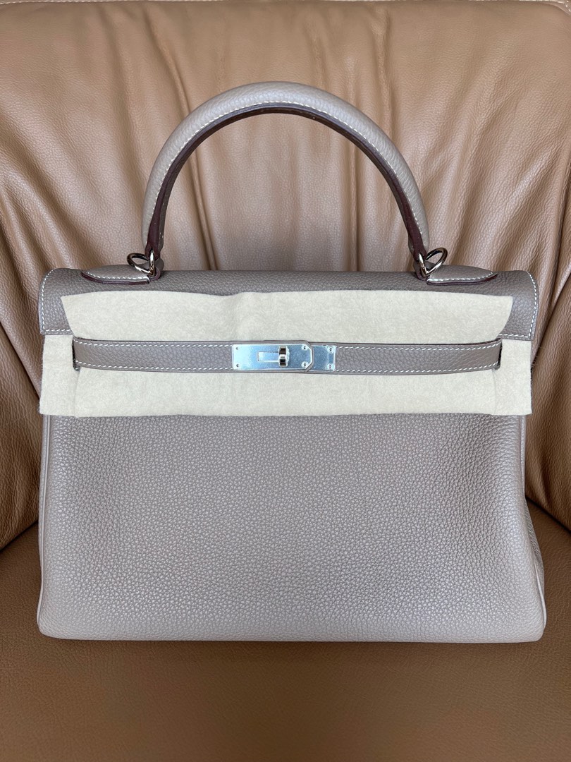 Hermes Kelly 25 Retourne Togo Gris Asphalt GHW Handbag 2019 in Box