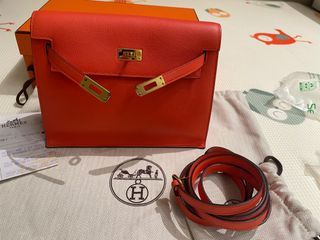 Hermes Mini Kelly I Bag 8V Orange Poppy Shiny Alligator GHW