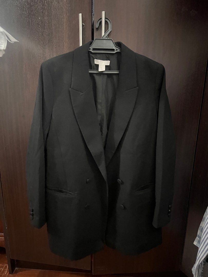 H M Black Blazer Size EURO 40 like L Women s Fashion Coats