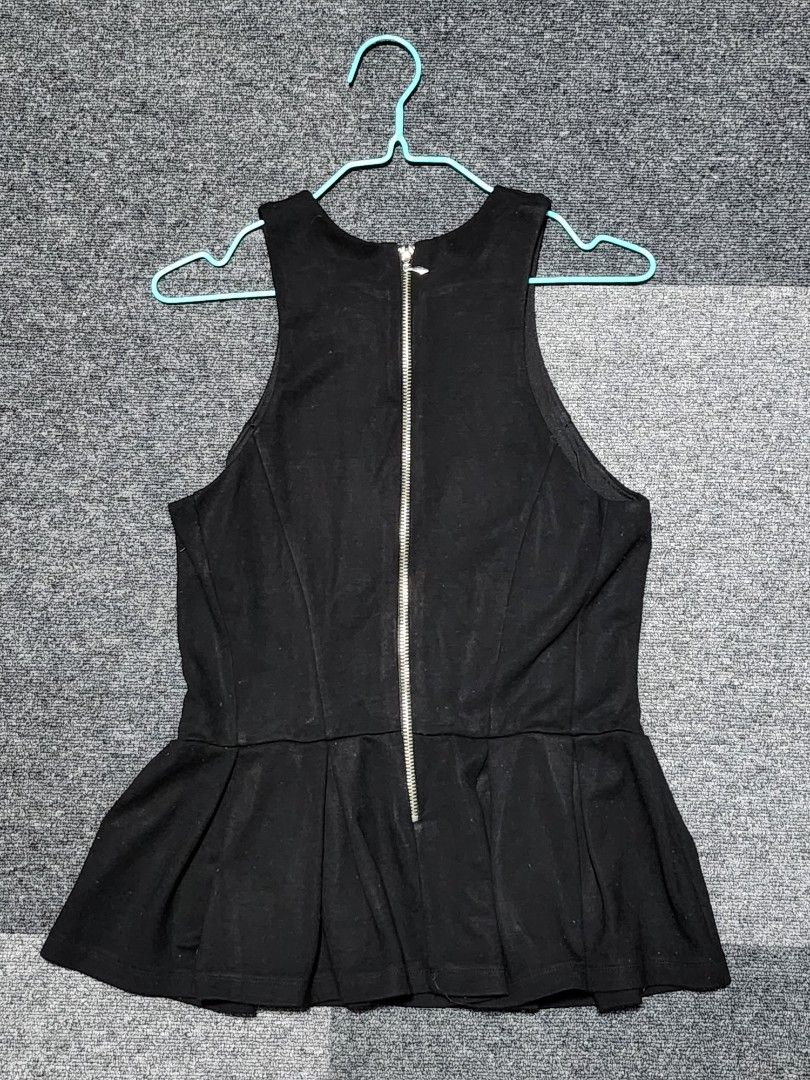 H M Black Peplum Top Women s Fashion Tops Blouses on Carousell