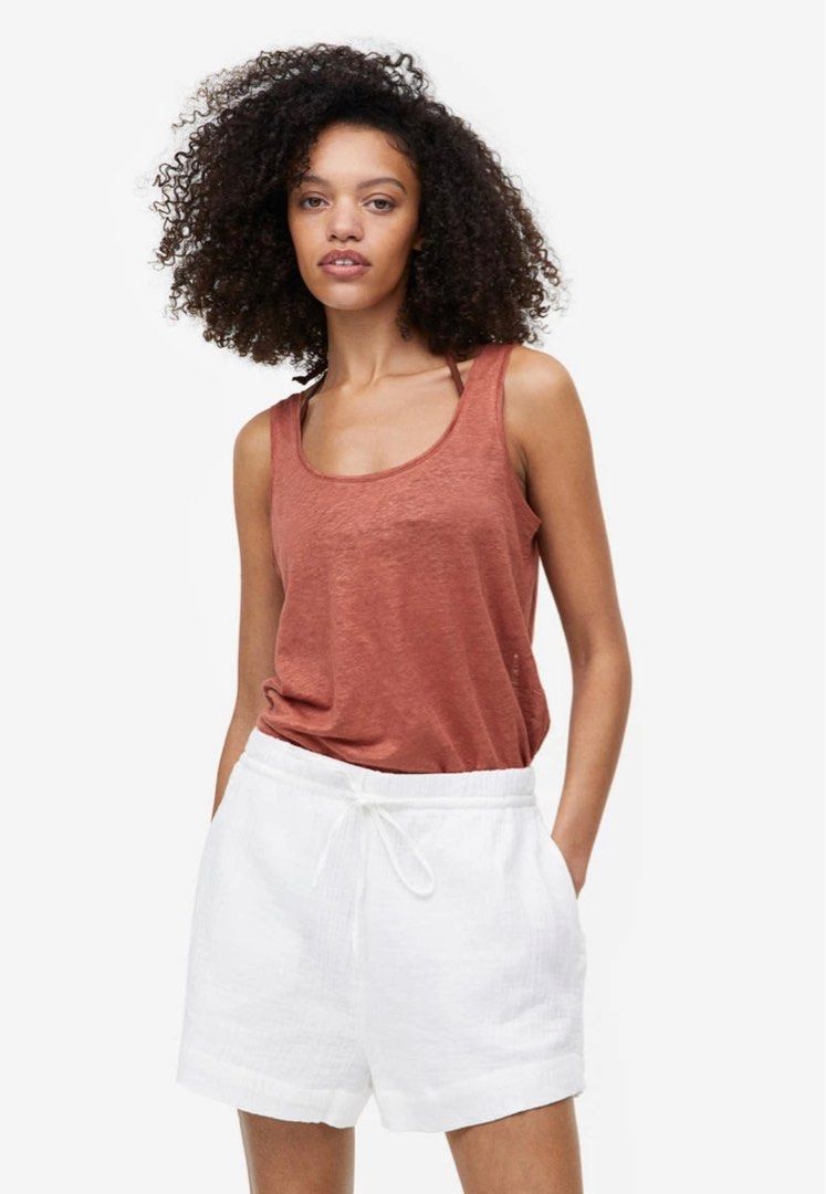 H&m white shorts online
