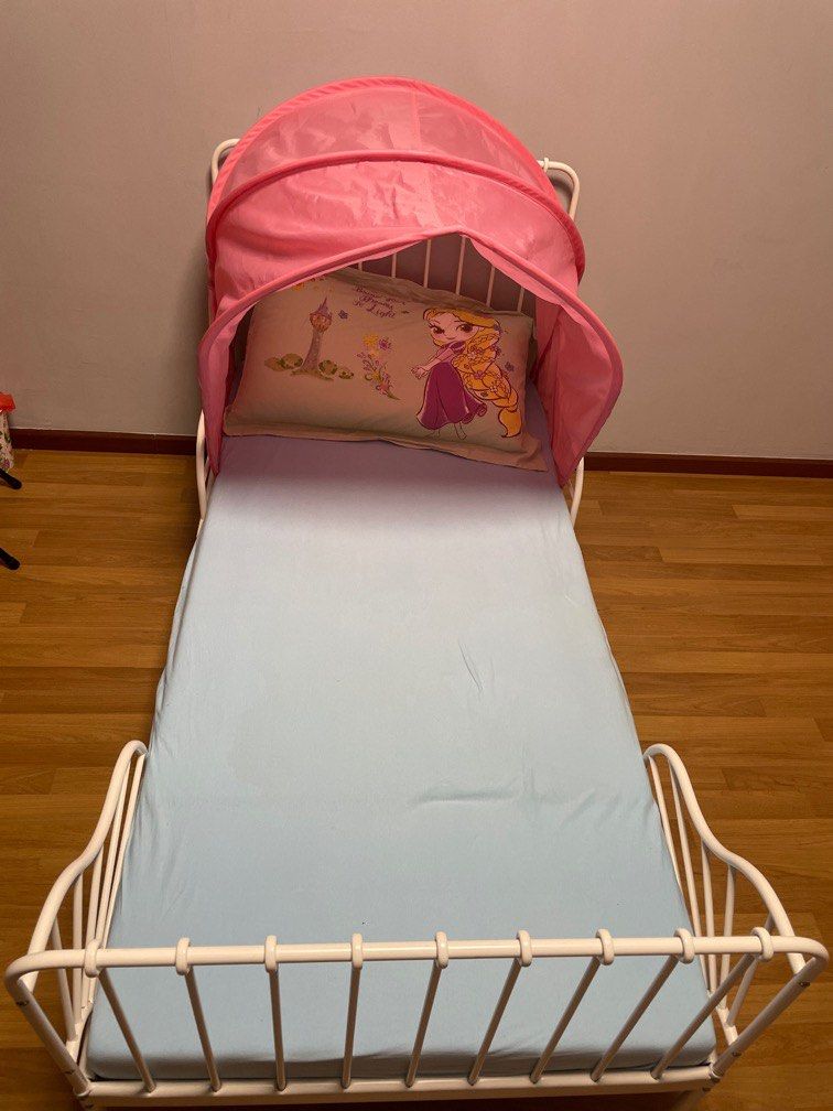 IKEA children bed. Extendable. Comes with the pink shade, Babies & Kids