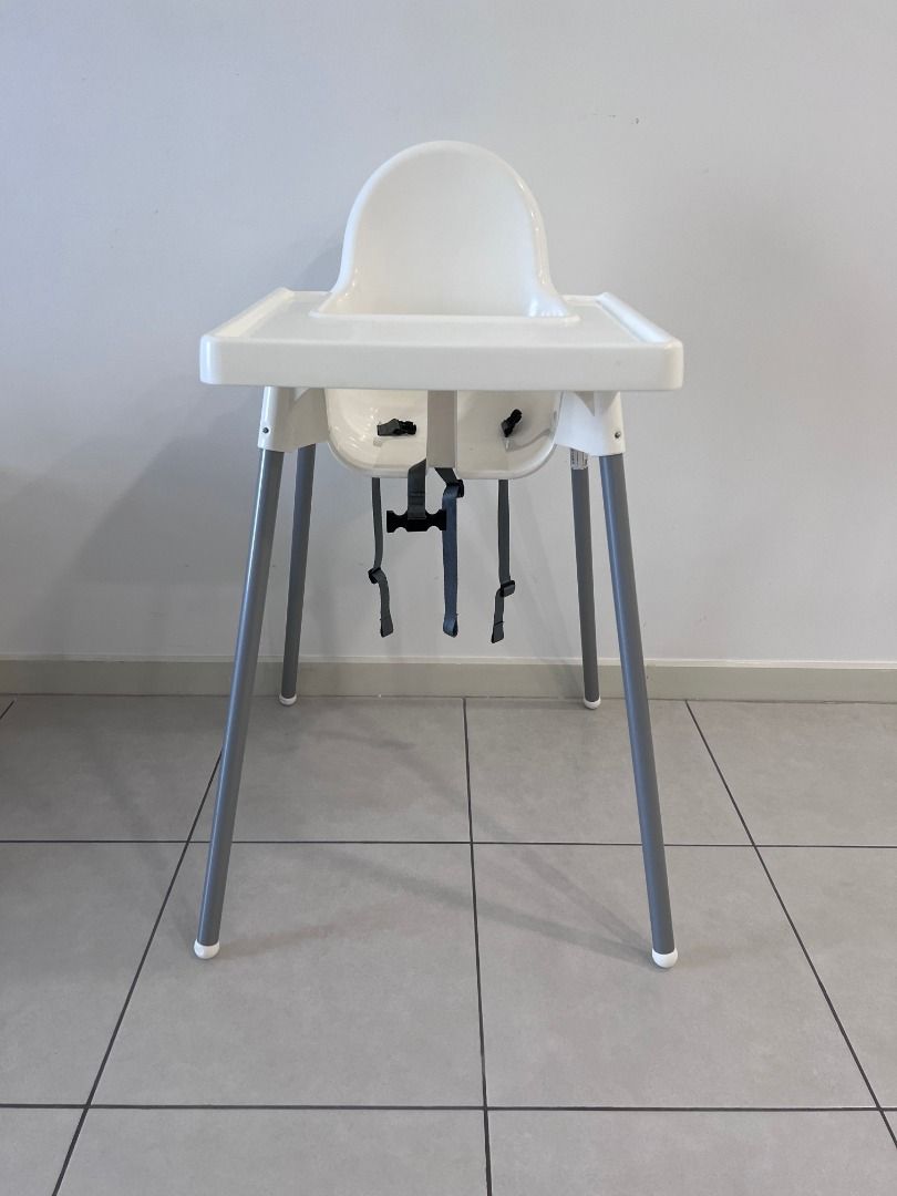 ANTILOP High chair with tray, white/silver color - IKEA