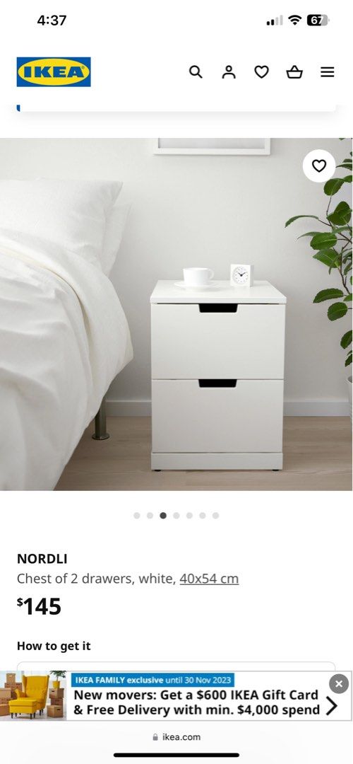 Nordli 2 drawer shop chest white