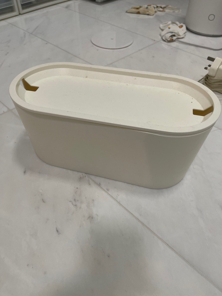 Ikea ROMMA Cable management box with lid, white, Furniture & Home