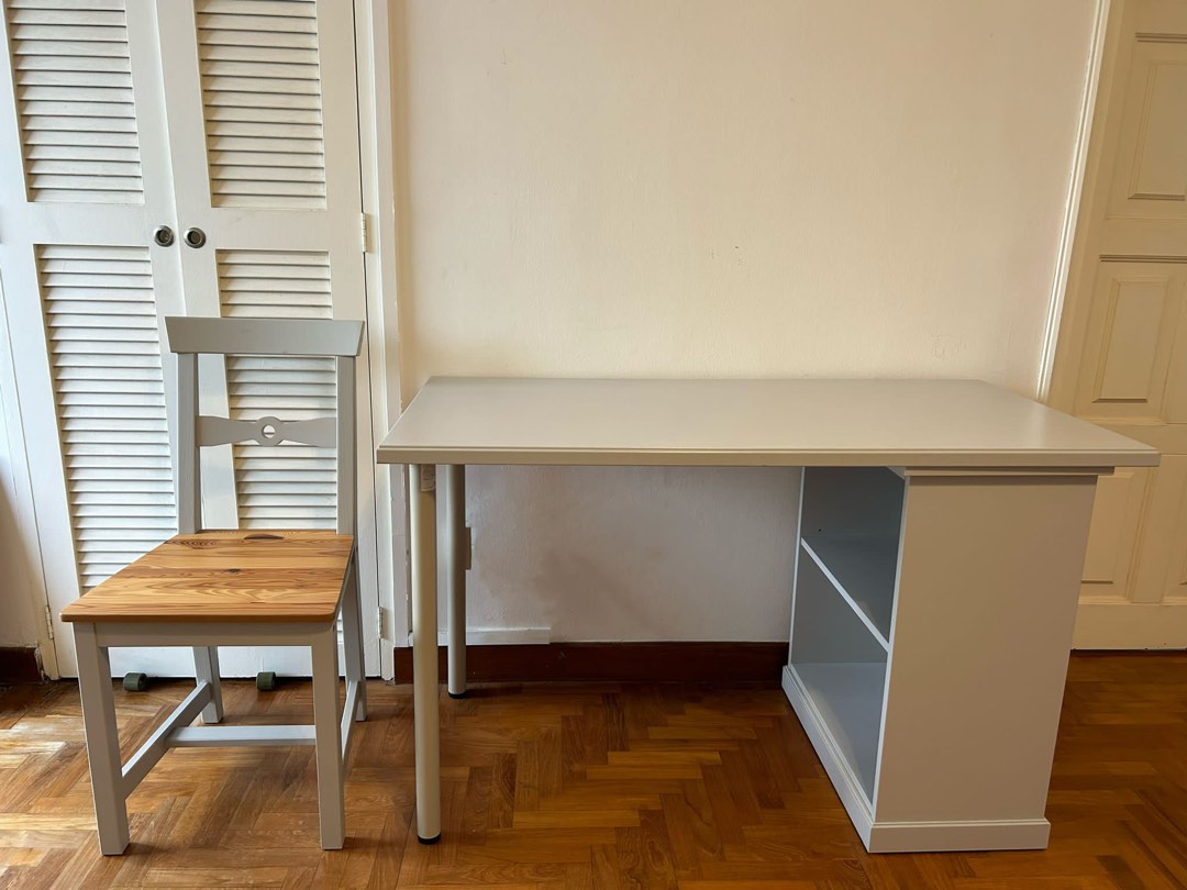 IKEA study table chair set, Furniture & Home Living, Furniture, Tables