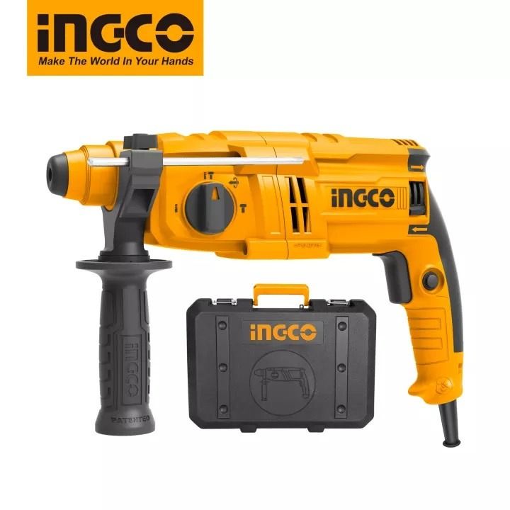 INGCO Rotary Hammer Drill 800W with 1 Chuck3 Drills and 2 Chisels