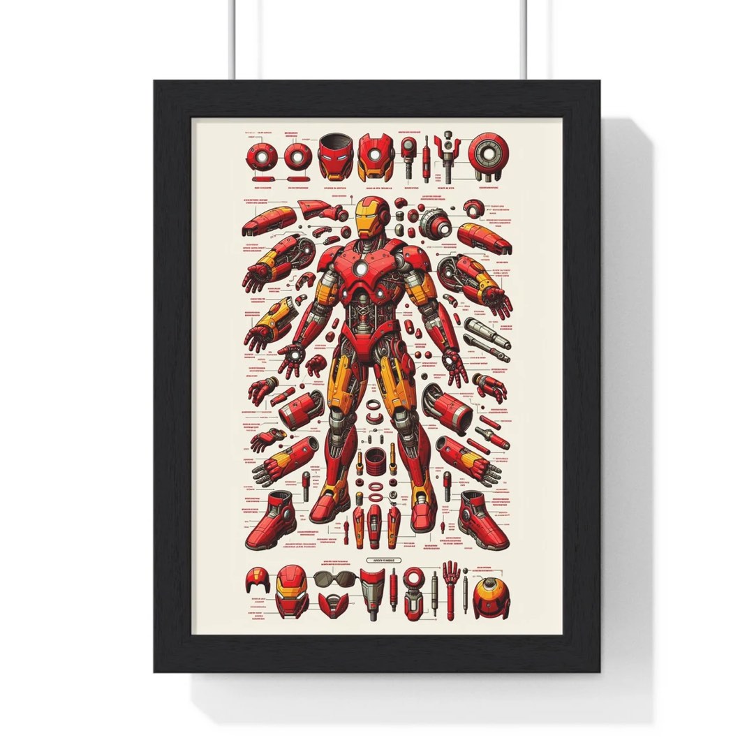 Iron Man Retro Blueprint View Poster - Unique Marvel Fan Gift - Instant ...