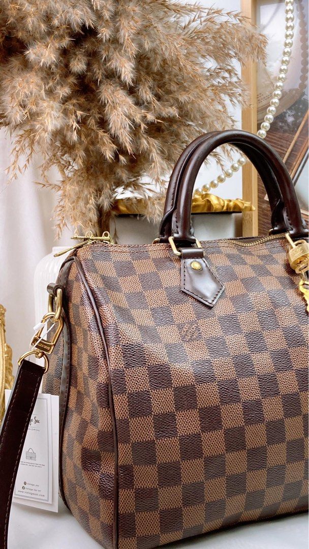 Louis Vuitton 2015 Pre-owned Damier Ebene Speedy Bandouliere 30 Handbag - Brown