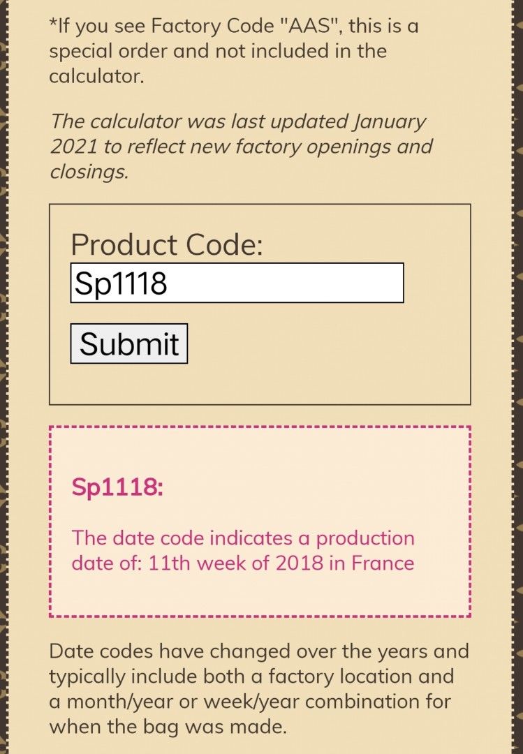 Louis Vuitton, Other, Louis Vuitton Date Code Calculator