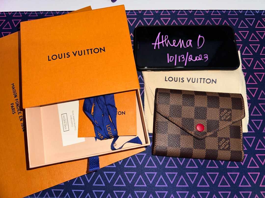 [PRE LOVED] Louis Vuitton Victorine Wallet in Damier Ebene Canvass Cerise  interior with 🤍 Stamp (MI0231)
