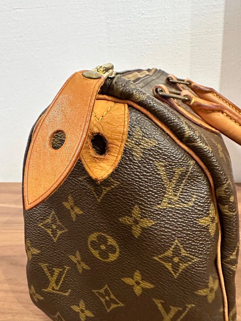 Unisex Pre-Owned Authenticated Louis Vuitton Monogram Speedy 25 Canvas  Brown Boston Bag Top HandleBag 