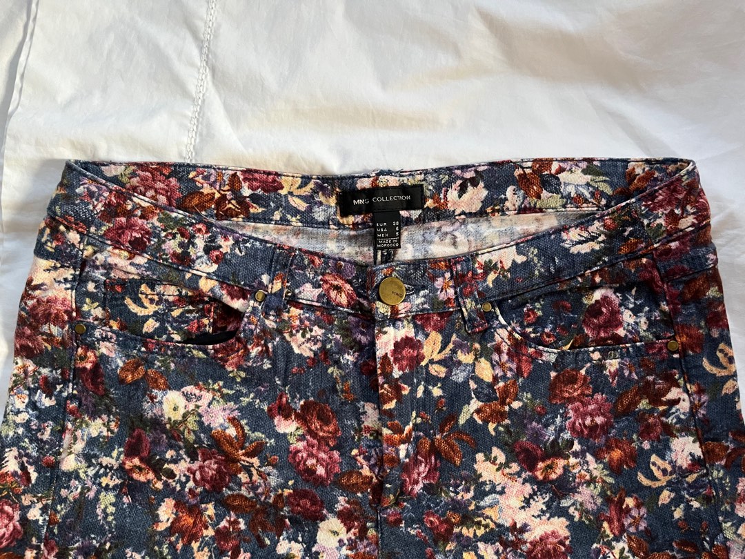 MNG Collection Floral Jeans, Women's Fashion, Bottoms, Jeans on Carousell