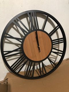Modern minimalist metal and wooden wall clock 40cm