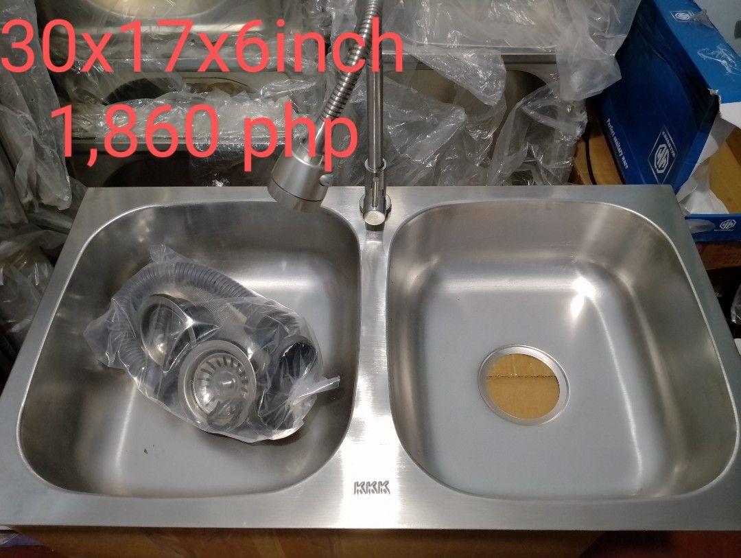 Murang Set ng double Sink (Category: Home Improvement Tools & Accessories) located in Valenzuela. Submitted by perezsonny30 (Listing ID 1259911846, Image 1). Description: *Stainless Steel Sink *High quality *Affordable price *Direct warehouse 👍Pm me for more details..