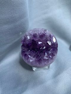 Natural amethyst  raw cluster geode  in sphere shape crystals