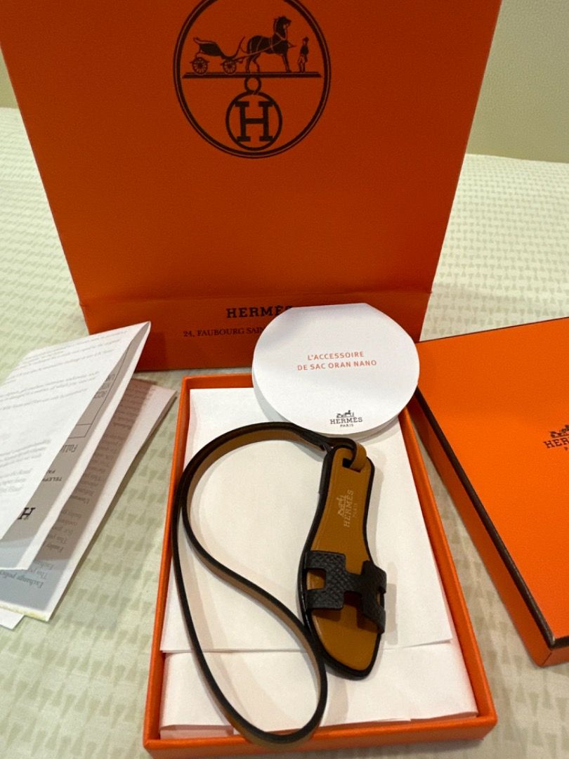 Hermes New In Box Oran Nano Bag Charm Rose Confetti For Birkin Or