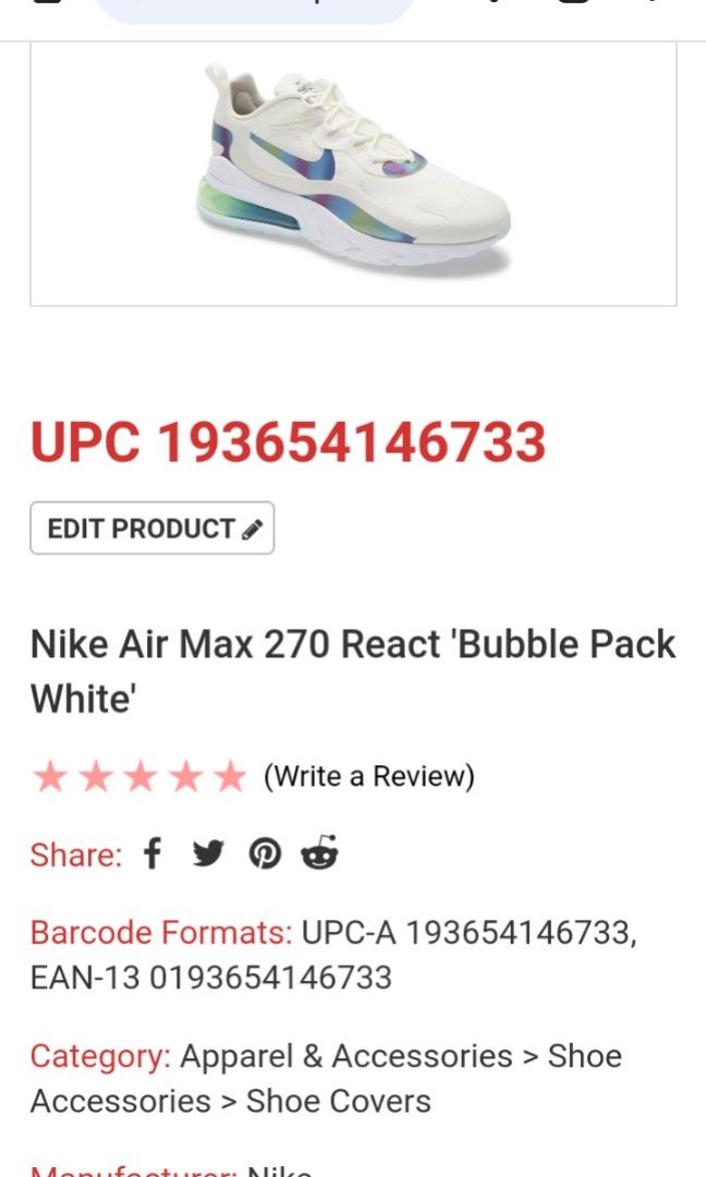 nike air max 270 react bubble pack white