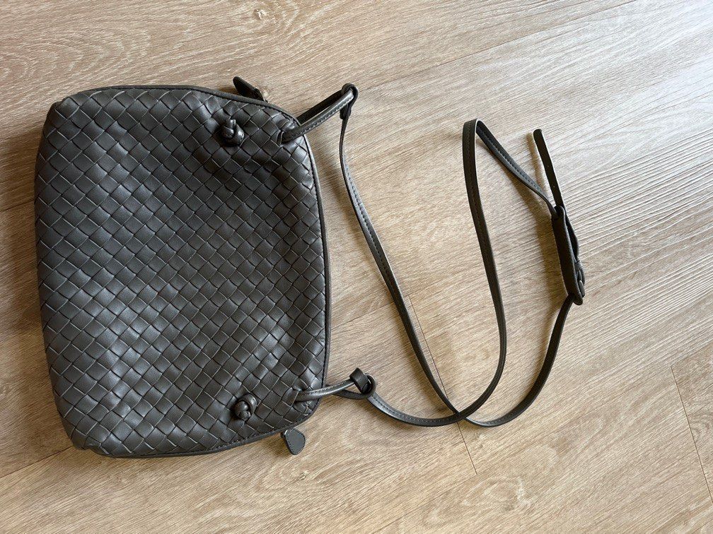 Bottega Veneta Silver Intrecciato Nodini Leather Crossbody Bag