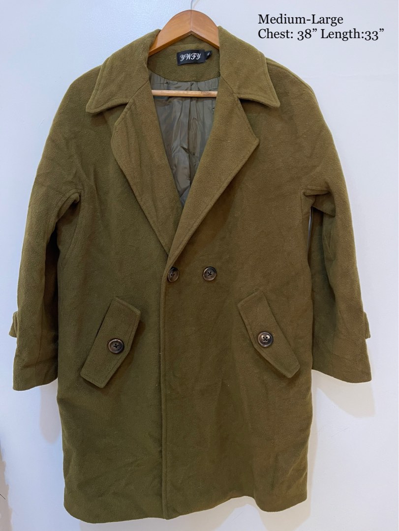 Olive green wool coat (M), Women's Fashion, Coats, Jackets and ...