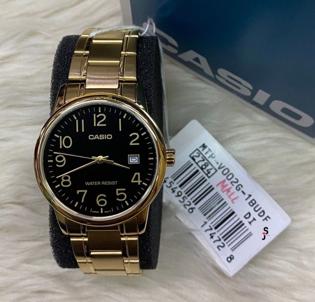 Original Casio Analog Brown Leather Strap Watch For Men MTP V002G