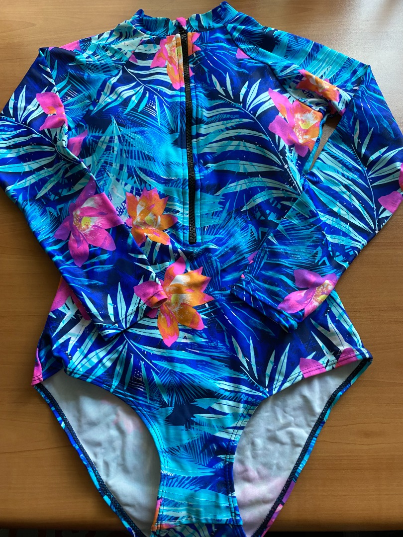 Womens Flower Soul Surf Long Sleeve One-Piece Swimsuit