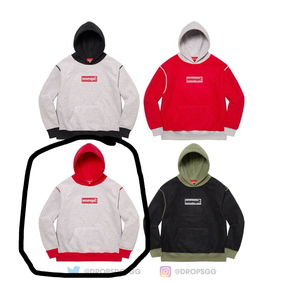 Red 雙面Supreme Inside Out Box Logo Hoodie, 名牌, 服裝- Carousell
