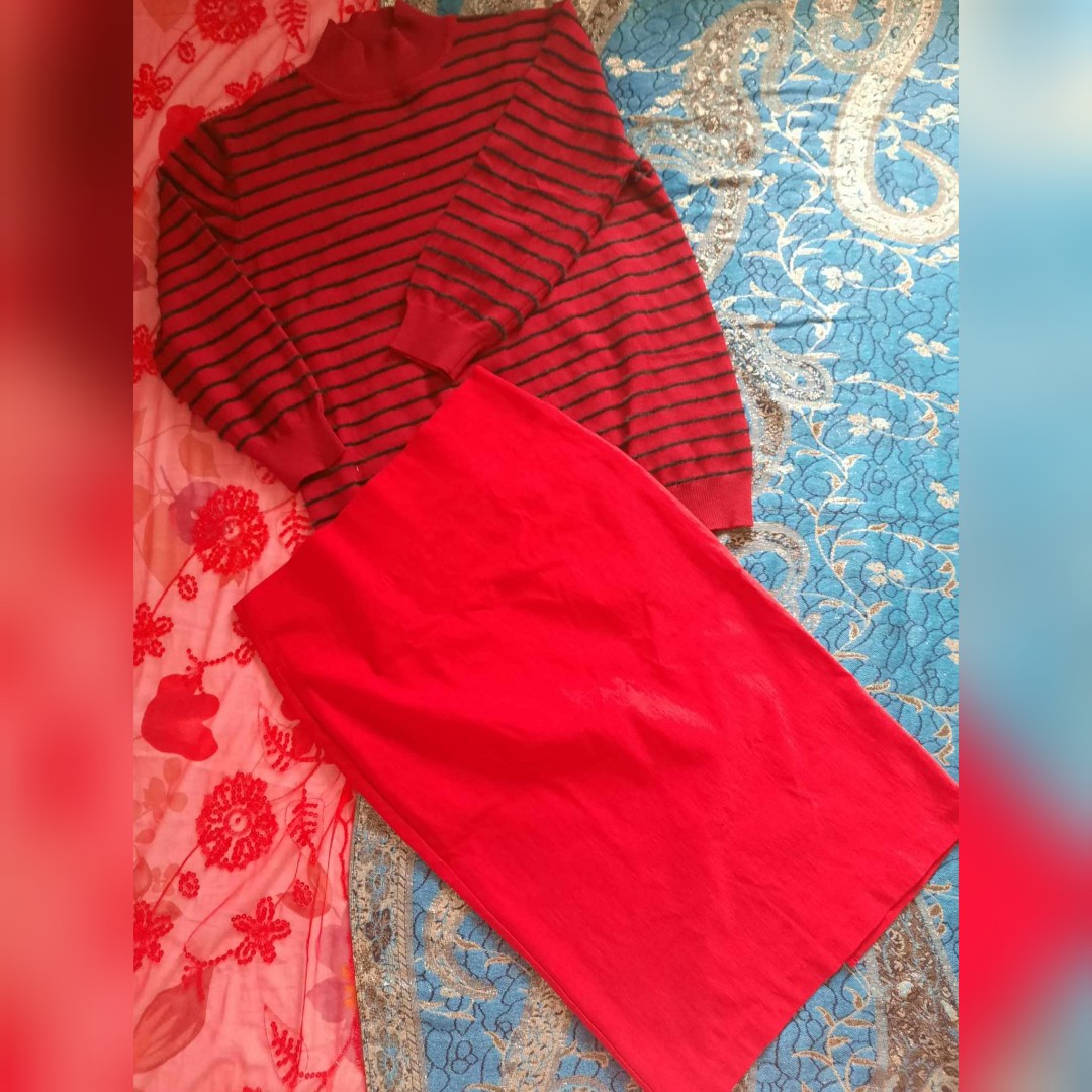 Red skirt, Womens Fashion, Bottoms, Skirts on Carousell