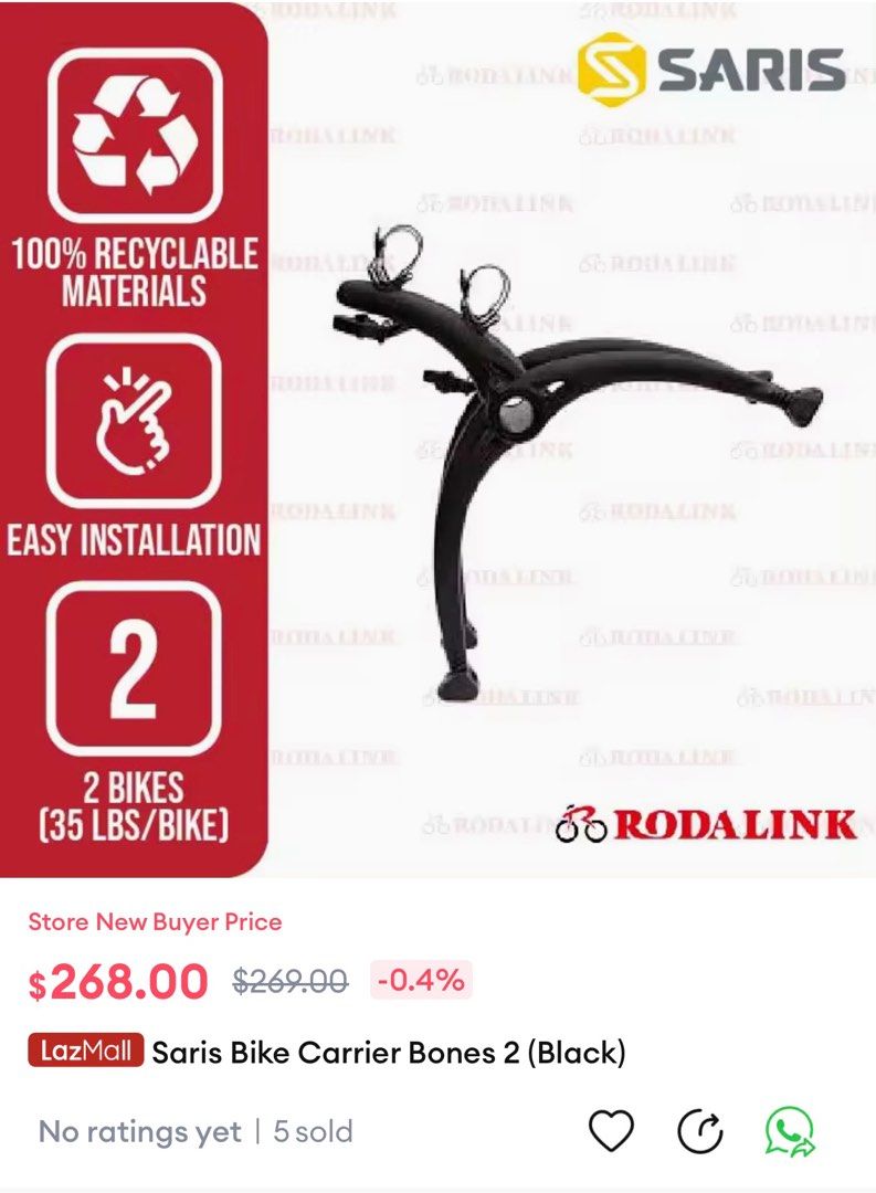 Sale Saris Bones 2 bike rack bicycle car Sports Equipment Bicycles Parts Parts Accessories on Carousell