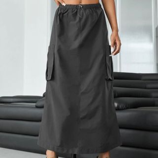 SHEIN Drawstring Waist Parachute Cargo Skirt