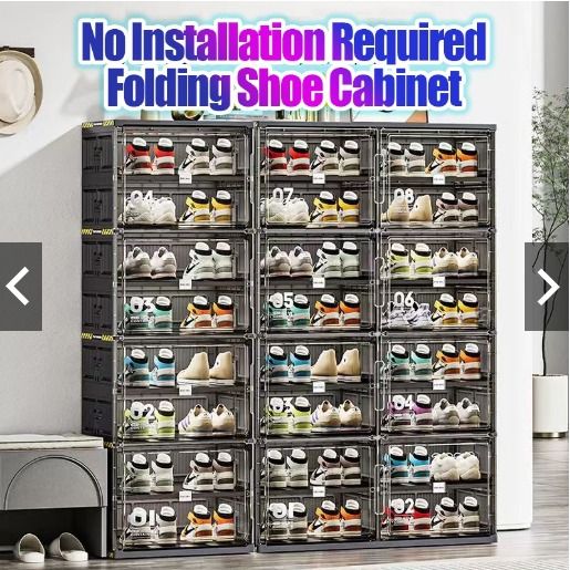 Transparent collapsible shoe clearance box