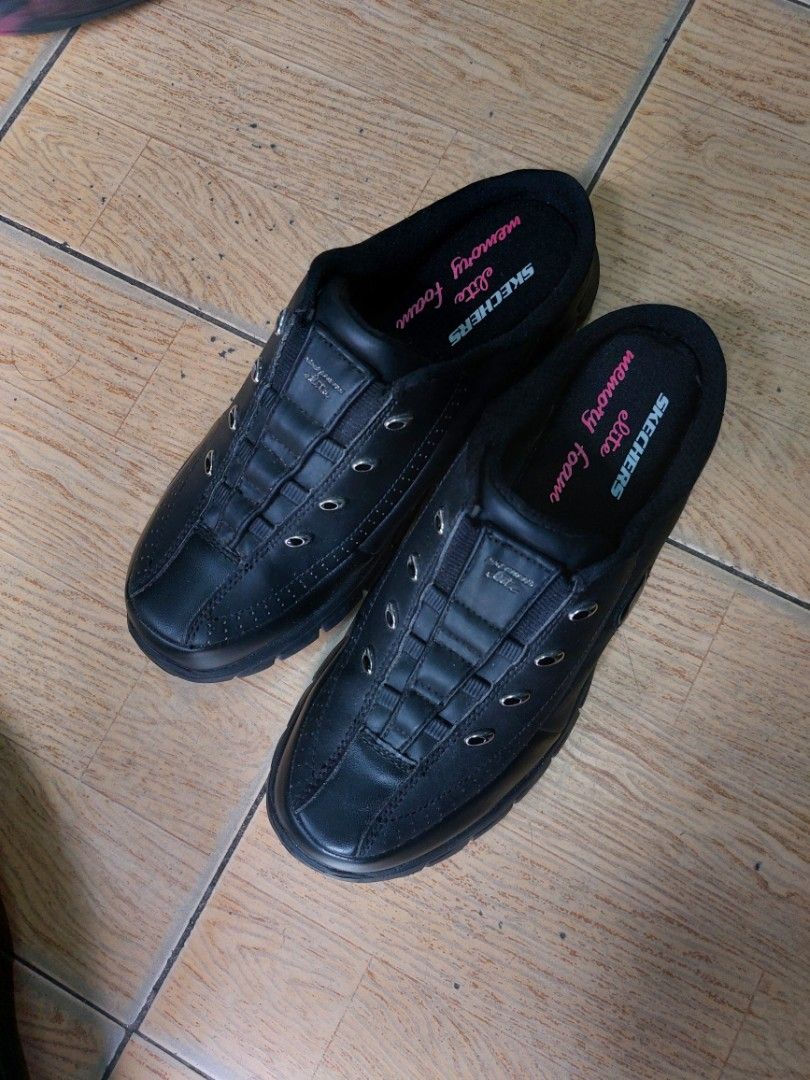 Skechers Elite Black Glam Synergy Memory Foam Mule Slip On 26.5 cm