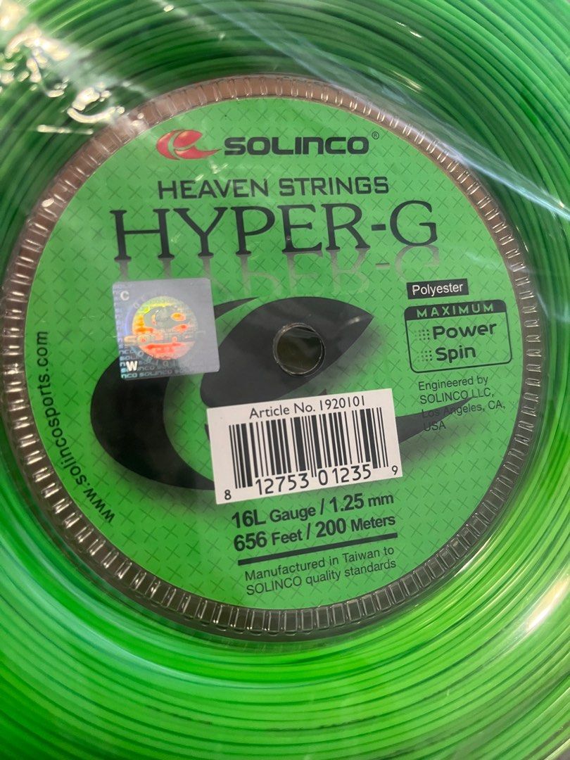 Solinco Hyper G 16L 1.25mm reel, Sports Equipment, Sports & Games, Racket &  Ball Sports on Carousell