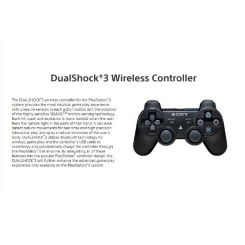 Wireless Bluetooth Controller for Playstation 3 PS3 Black