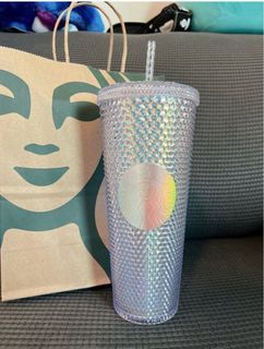 Singapore Starbucks 2022 Studded Twinkle Bling Gold Tumbler Cold Cup Venti  24oz