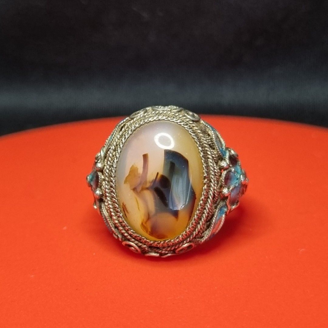 Gold ring on sale with aqeeq stone