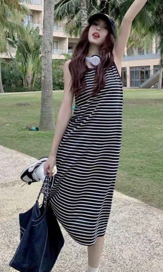 striped hooded dress wtt wts Women s Fashion Dresses Sets