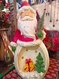 terracotta Santa with Christmas Tree and Lights