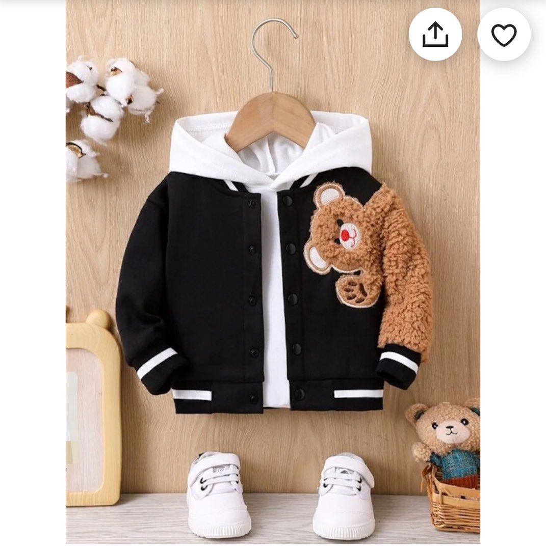 Toddler jacket teddy bear varsity jacket for autumn winter