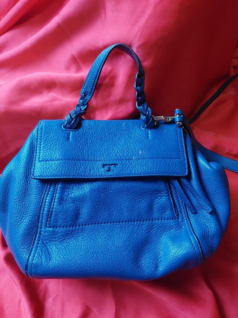 Tory burch half best sale moon satchel blue