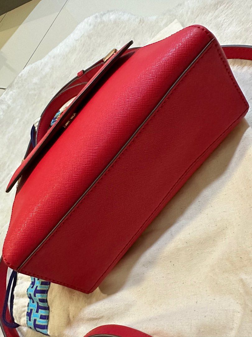 Tory Burch Brilliant Red Robinson Small Top-Handle Satchel