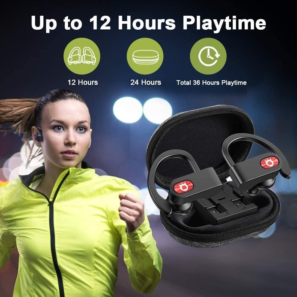 True Workout Wireless Earbuds 12 Hours Battery on Single Charge Bluetooth 5.0 Stereo Sound Sport Headphones with Volume Control HD Mic HiFi Stereo in Ear Earphones with Snazzy Zipped Charging Case Aud...