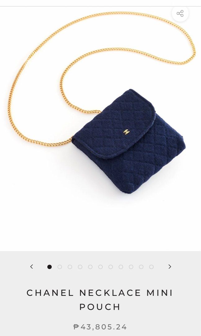 Vintage Chanel necklace mini pouch (Category: Luxury Bags & Wallets) located in Manila. Submitted by mjane333 (Listing ID 1259933025, Image 3). Description: PLS DO YOUR RESEARCH THIS IS AUTHENTIC AUTHENTIC AUTHENTIC Vintage/rare With box Limited Edition 1988 “Mode et Maquillage” CHANEL Beauté - Dimensions: Bag: Width 3.1 inches (7.87 cm) Bag Height: 3.2 inches (8.1 cm) Shoulder Strap Drop: 13 inches (33.02 cm) - This Limited Edition was made with
