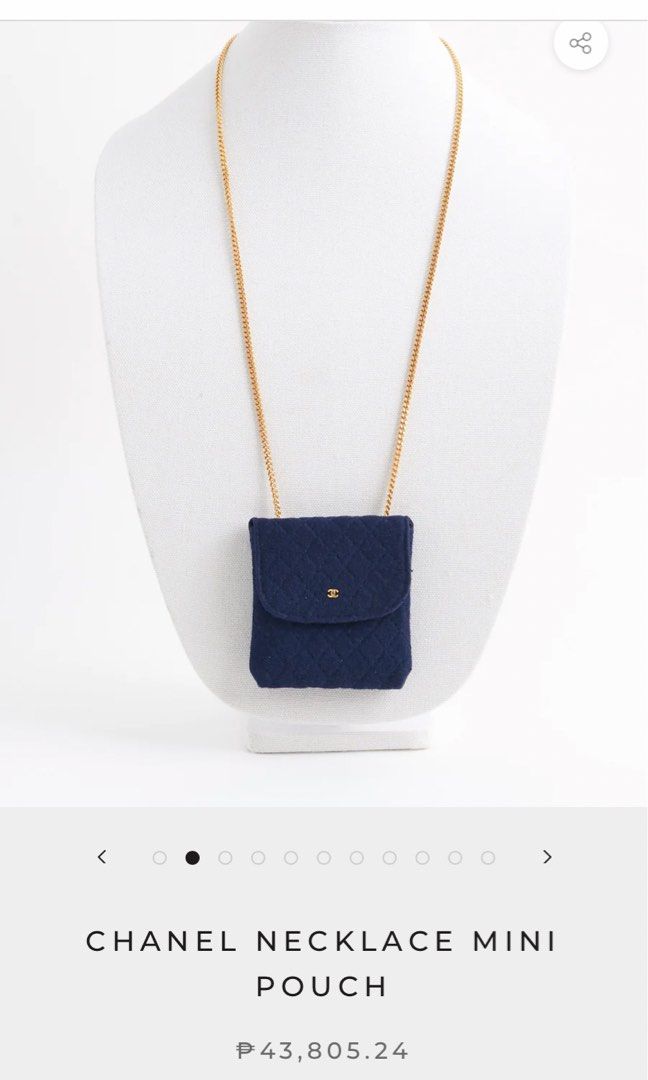 Vintage Chanel necklace mini pouch (Category: Luxury Bags & Wallets) located in Manila. Submitted by mjane333 (Listing ID 1259933025, Image 2). Description: PLS DO YOUR RESEARCH THIS IS AUTHENTIC AUTHENTIC AUTHENTIC Vintage/rare With box Limited Edition 1988 “Mode et Maquillage” CHANEL Beauté - Dimensions: Bag: Width 3.1 inches (7.87 cm) Bag Height: 3.2 inches (8.1 cm) Shoulder Strap Drop: 13 inches (33.02 cm) - This Limited Edition was made with
