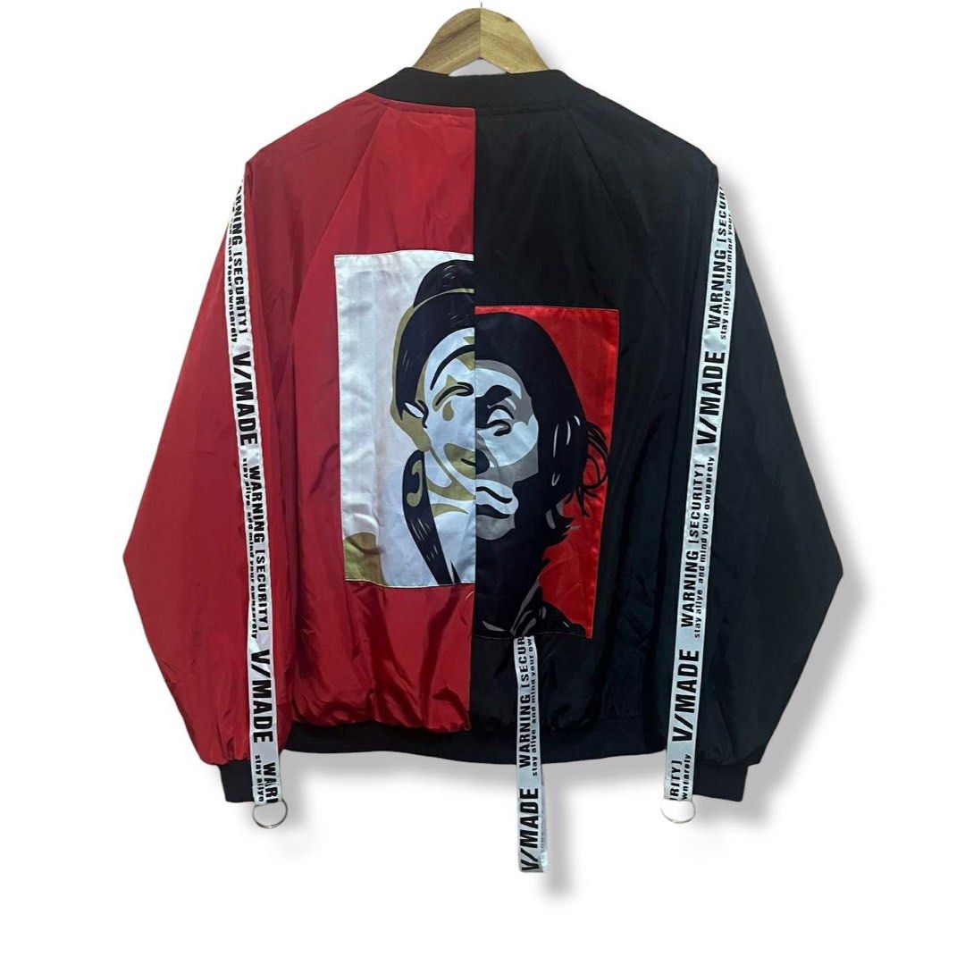 Half black on sale half red jacket