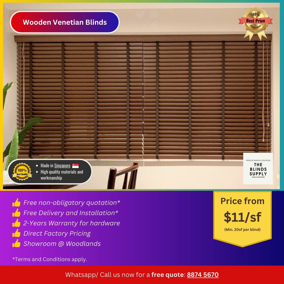Wooden Blinds (Cord Pulley system) Supply and Installation