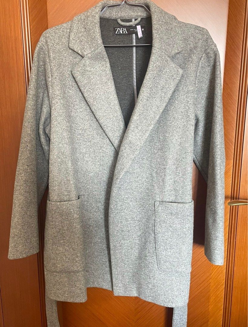 Zara grey wrap coat top