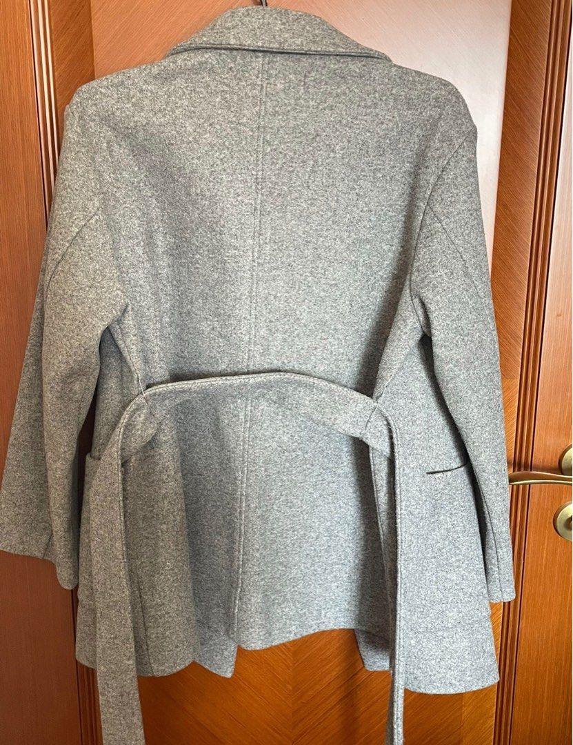 Zara grey wrap coat sales