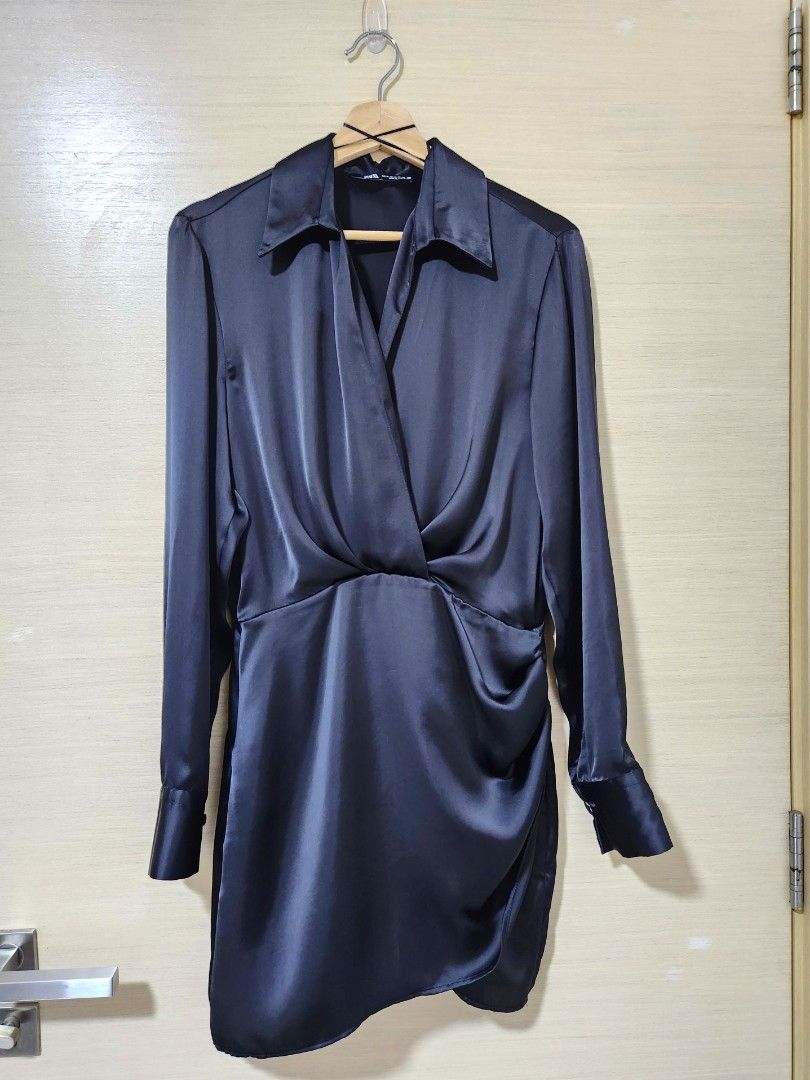 ZARA Satin Mini Dress, Women's Fashion, Dresses & Sets, Dresses on Carousell