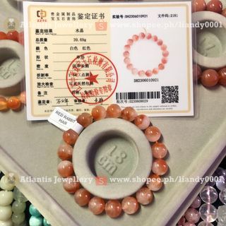 11 mm Red Rabbit Hair Money Bowl Half Half Natural Crystal Bracelet with Certificate 10921